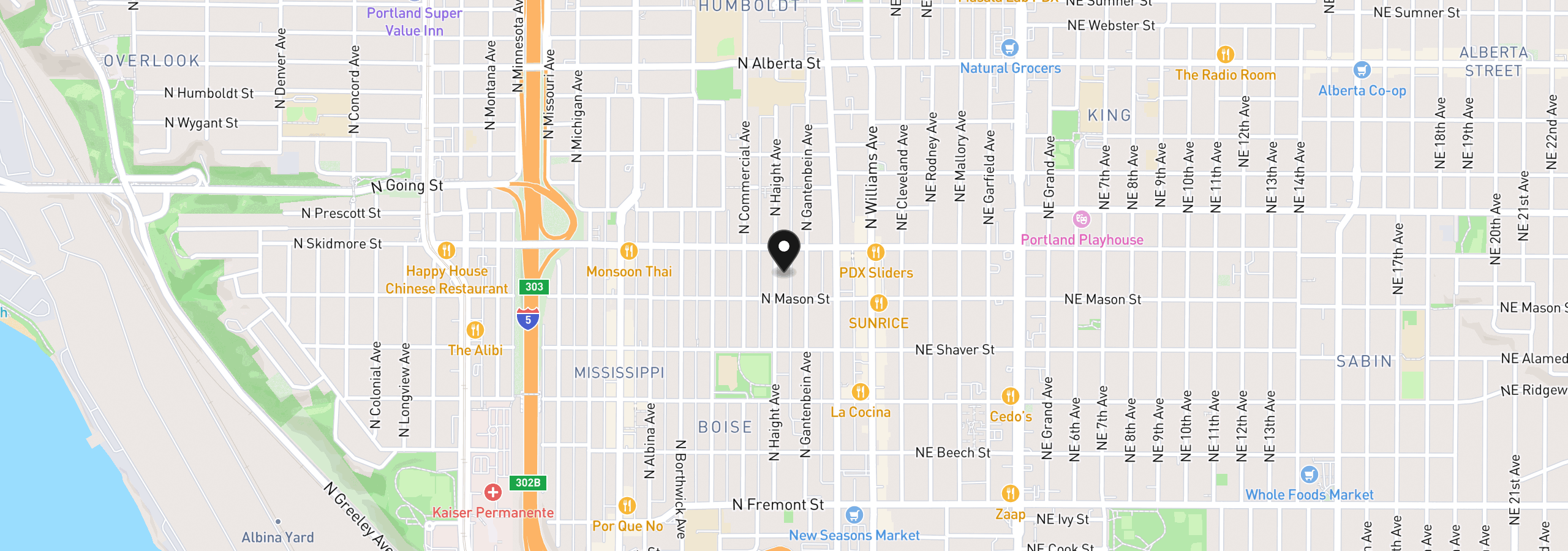 Map showing the location of 4134 N Haight Ave, Portland, OR 97217