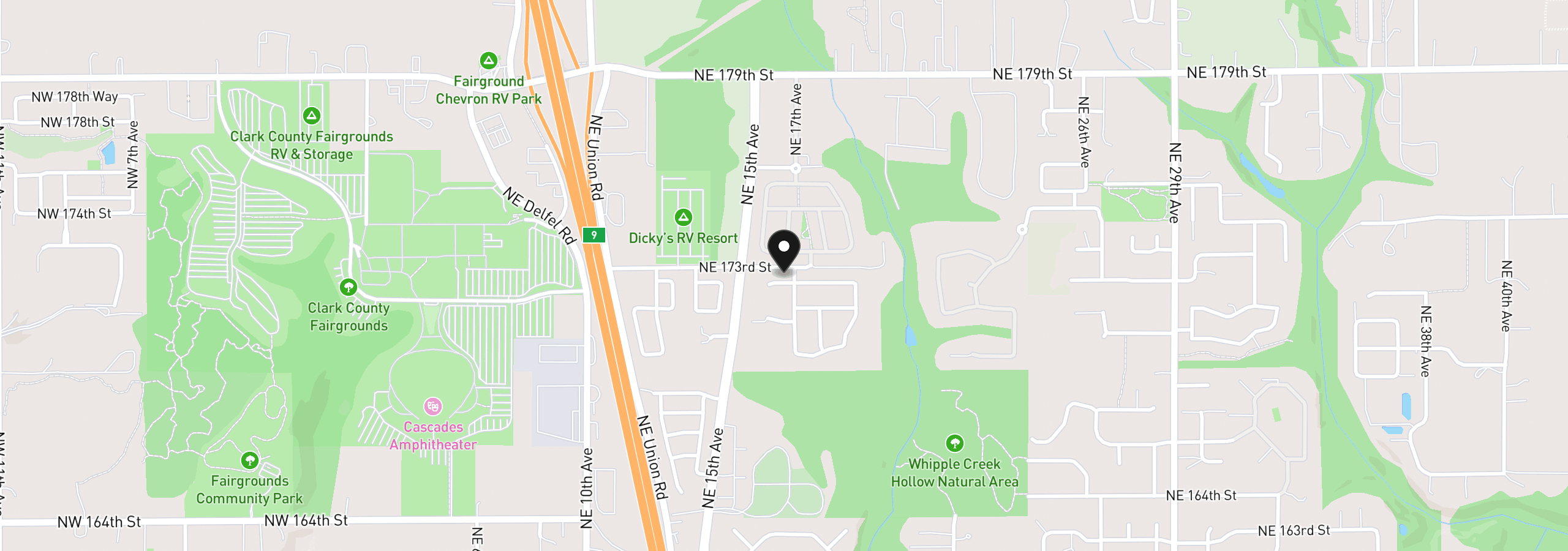 Map showing the location of 1614 NE 172nd Cir, Ridgefield, Wa 98642