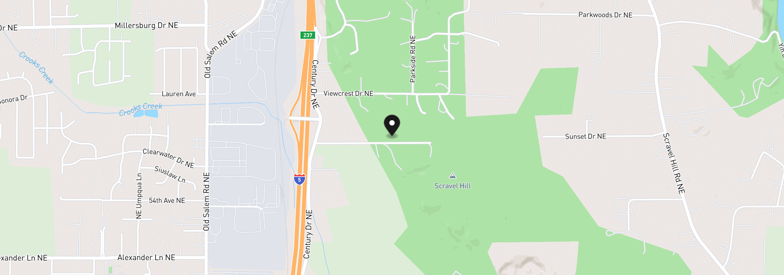 Map showing the location of 33833 NE Sunnyview Dr, Albany, OR 97322