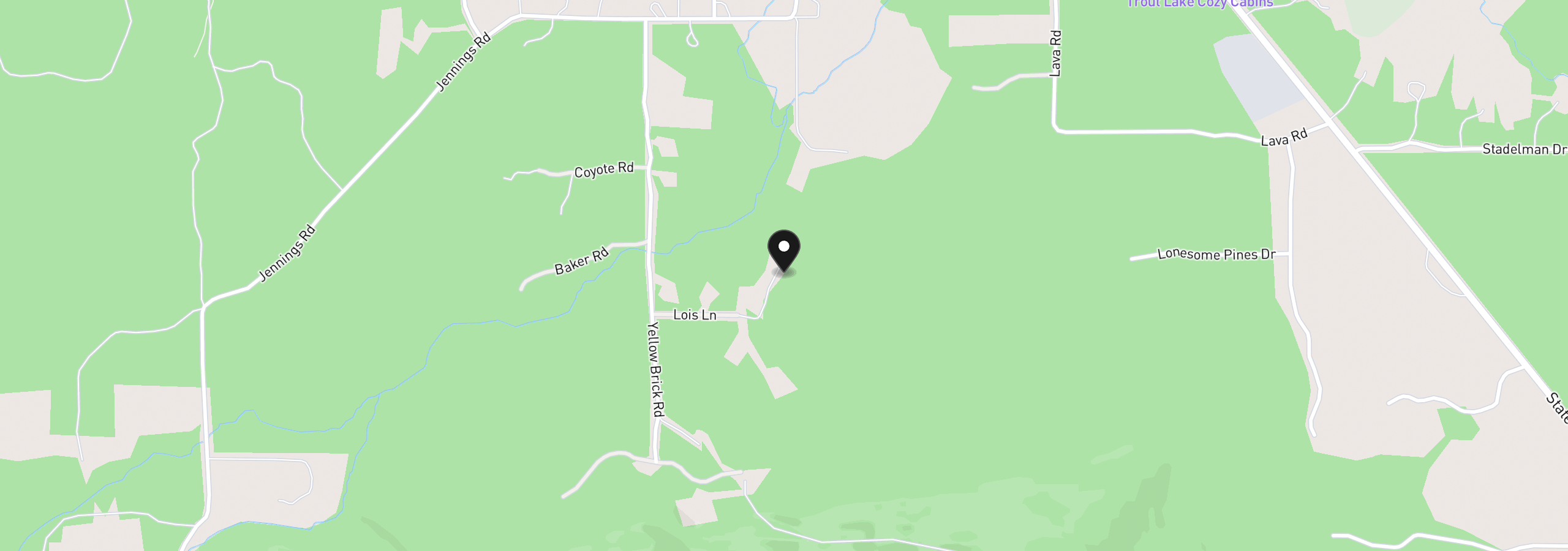 Map showing the location of 19 Lois Ln, Trout Lake, Wa 98650