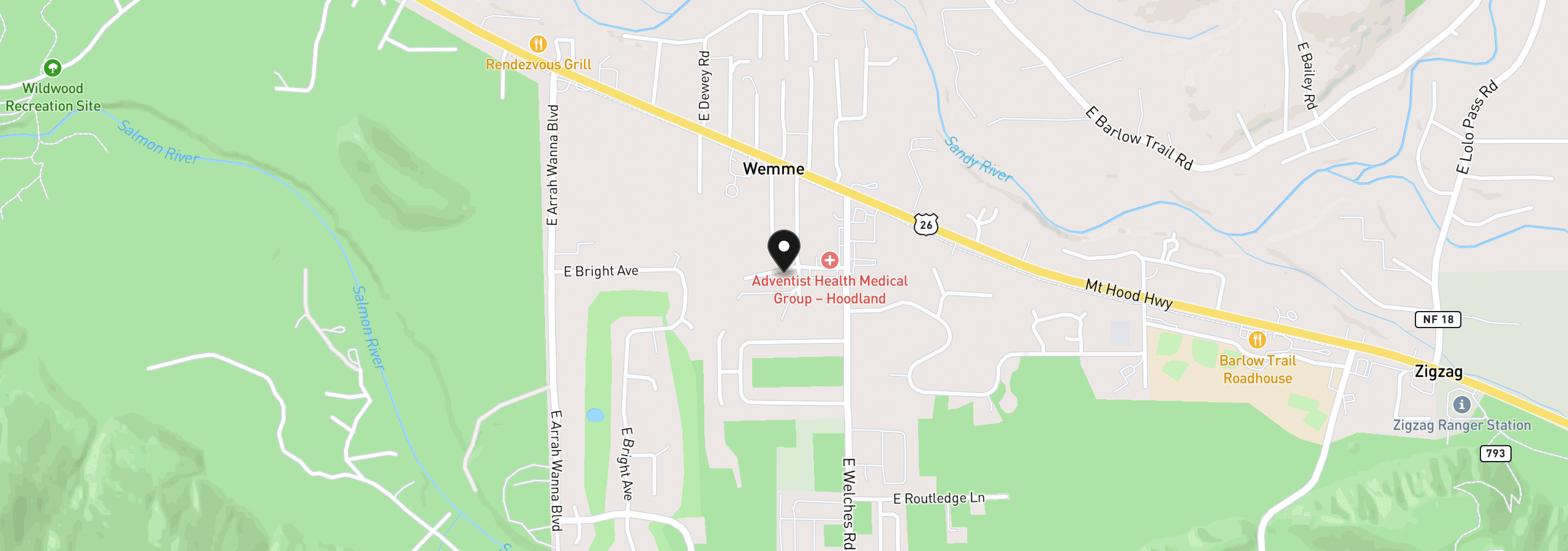 Map showing the location of 67930 E Stage Stop Rd, Welches, OR 97067