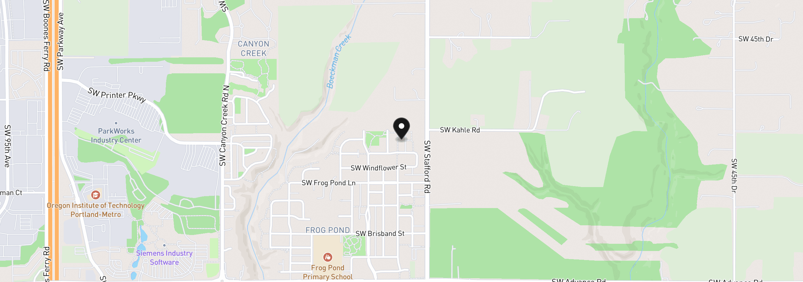 Map showing the location of 27143 SW Trillium Ln, Wilsonville, OR 97070
