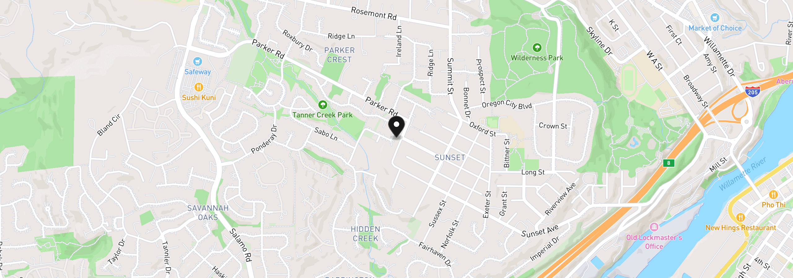 Map showing the location of 2937 Winkel Way, West Linn, OR 97068