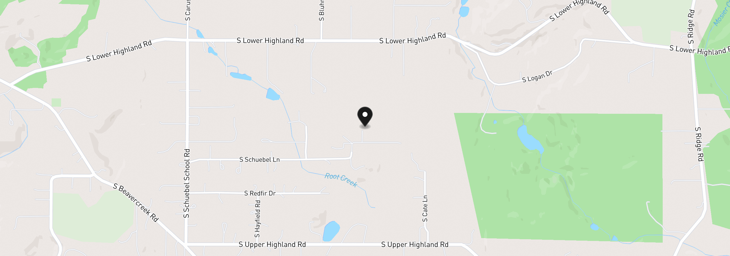 Map showing the location of 18615 S Schuebel Ln, Beavercreek, OR 97004