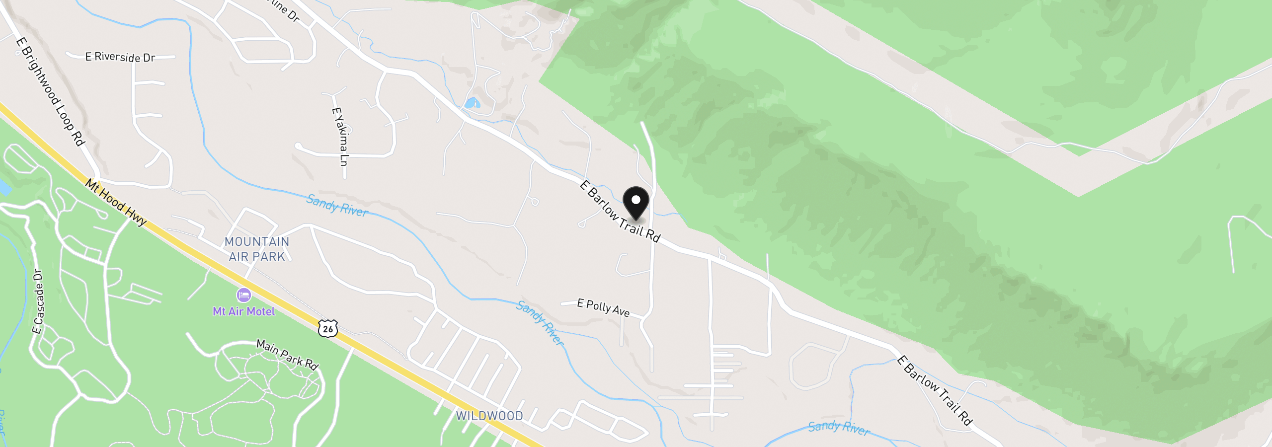Map showing the location of 67159 E Barlow Trail Rd, Rhododendron, OR 97049