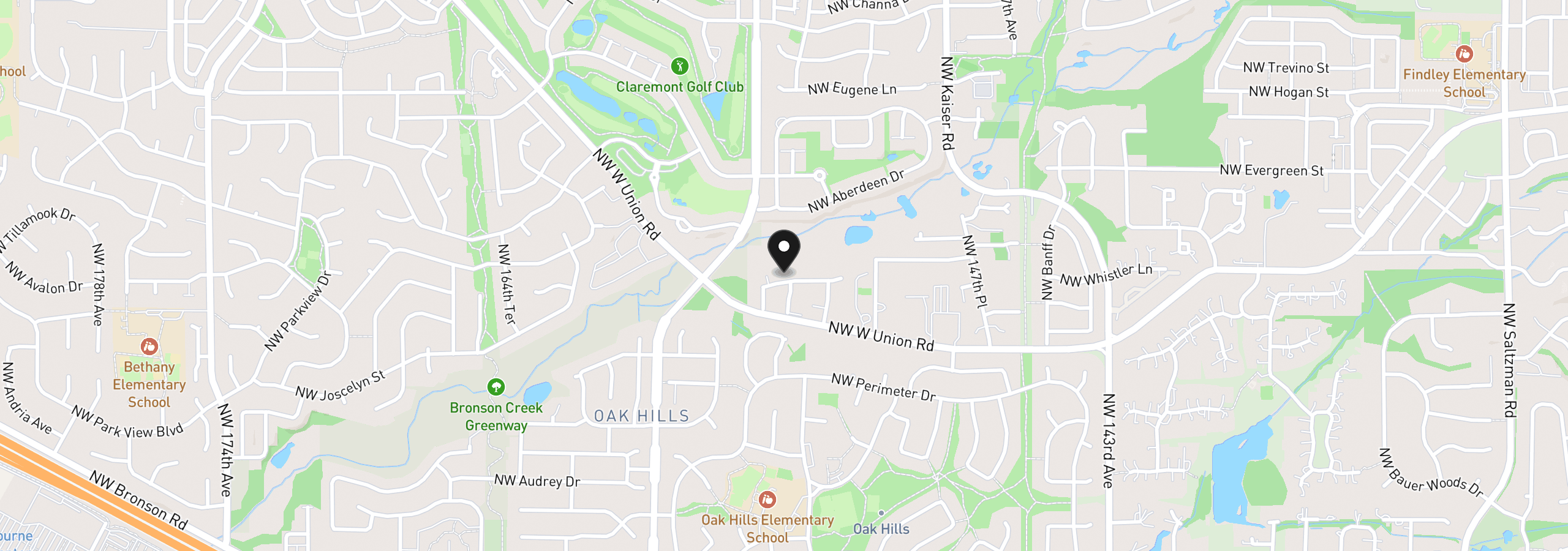 Map showing the location of 15411 NW Dominion Dr, Portland, OR 97229