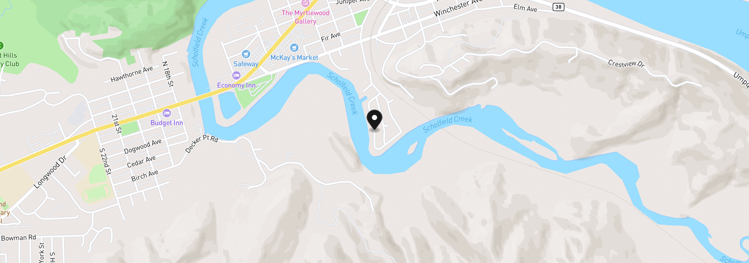 Map showing the location of 100 River Bend Rd 118, Reedsport, OR 97467