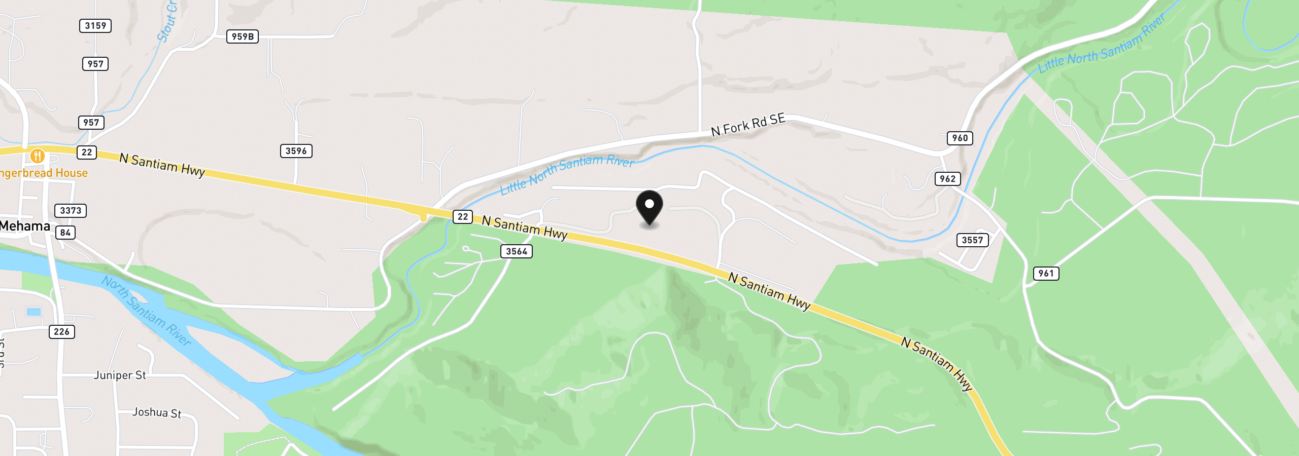 Map showing the location of 23483 SE Willa Ln, Lyons, OR 97358