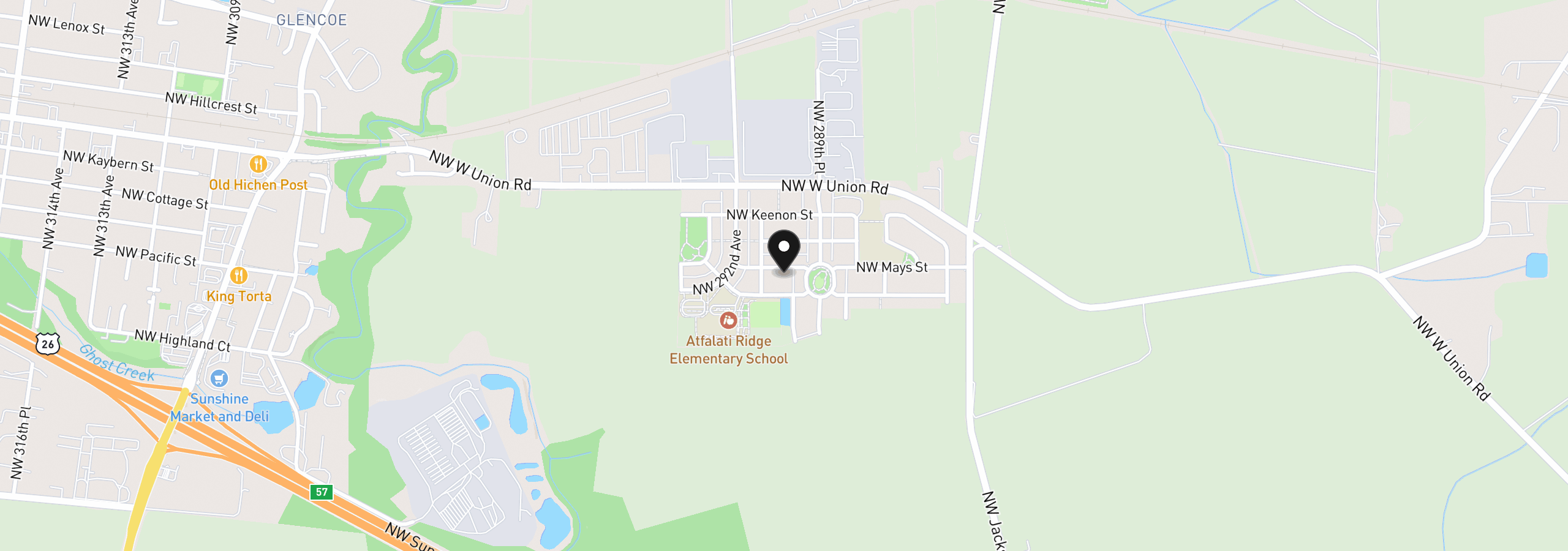 Map showing the location of 29032 NW Fair St, North Plains, OR 97133
