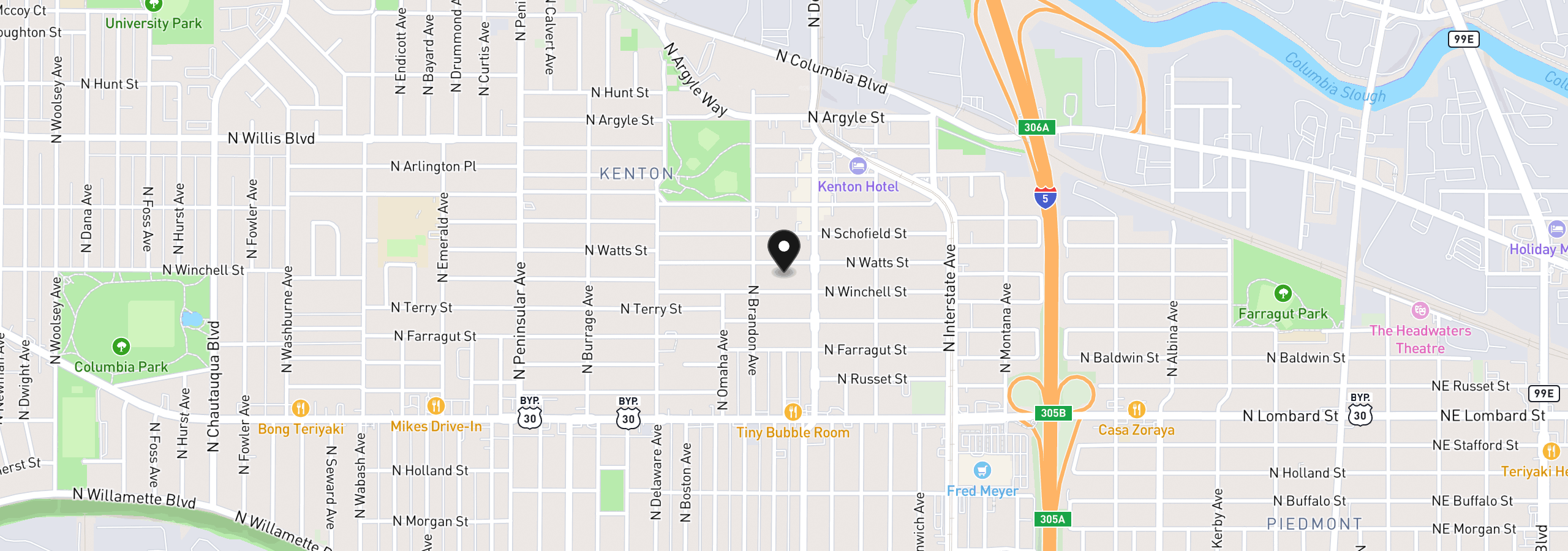Map showing the location of 2084 N Watts St 4, Portland, OR 97217