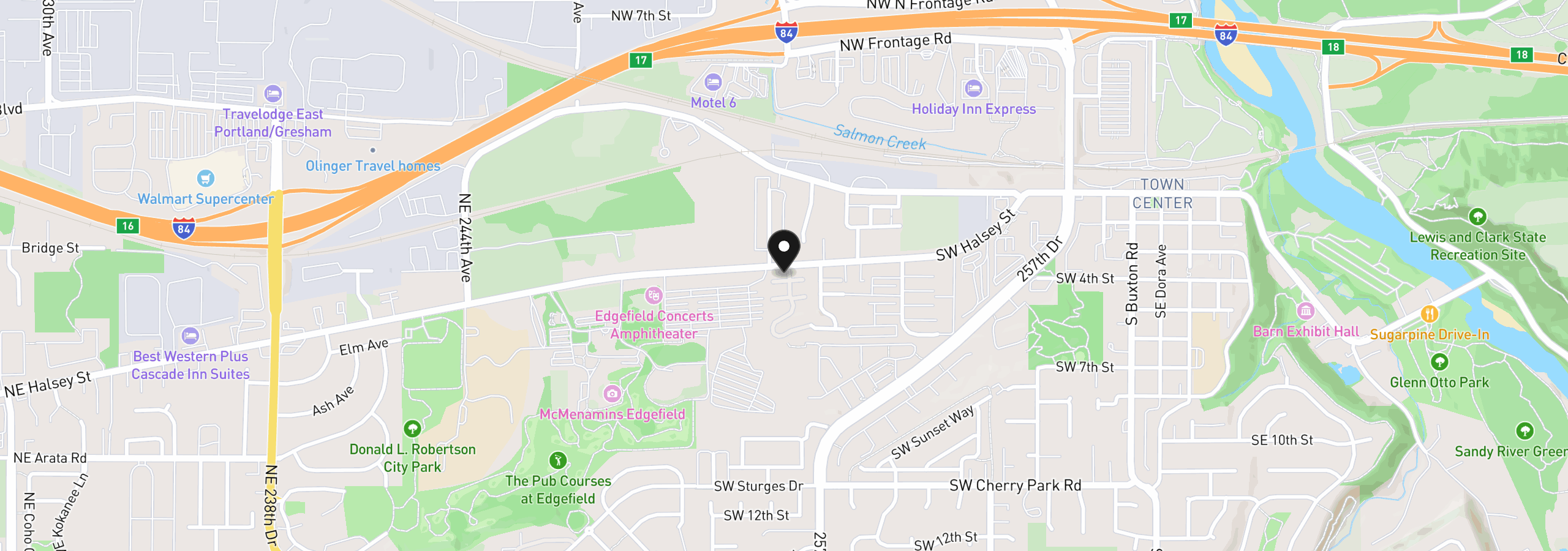 Map showing the location of 1401 SW Edgefield Meadows Ct, Troutdale, OR 97060