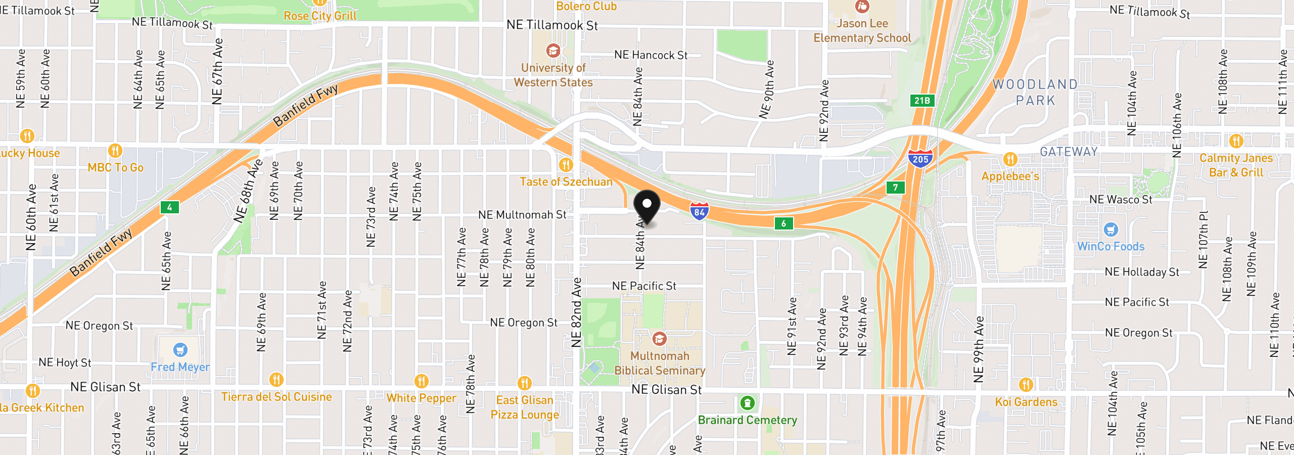 Map showing the location of 1126 NE 84th Ave, Portland, OR 97220