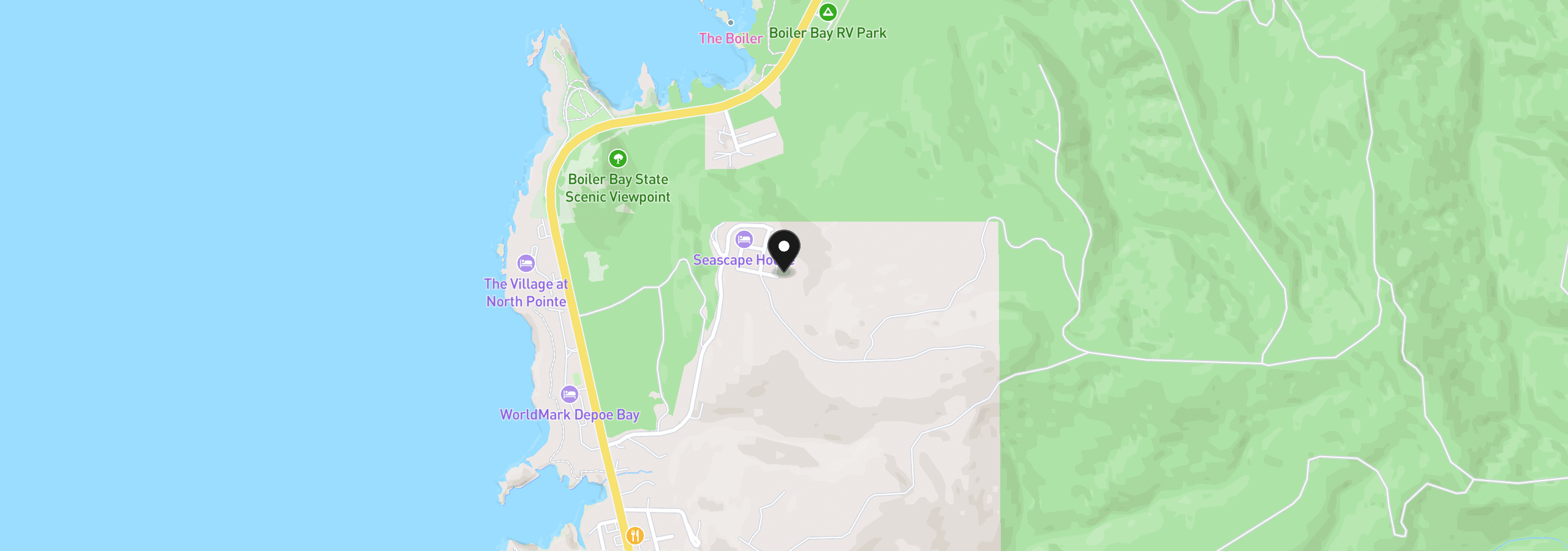 Map showing the location of Seascape Way Lot #30, Depoe Bay, OR 97341