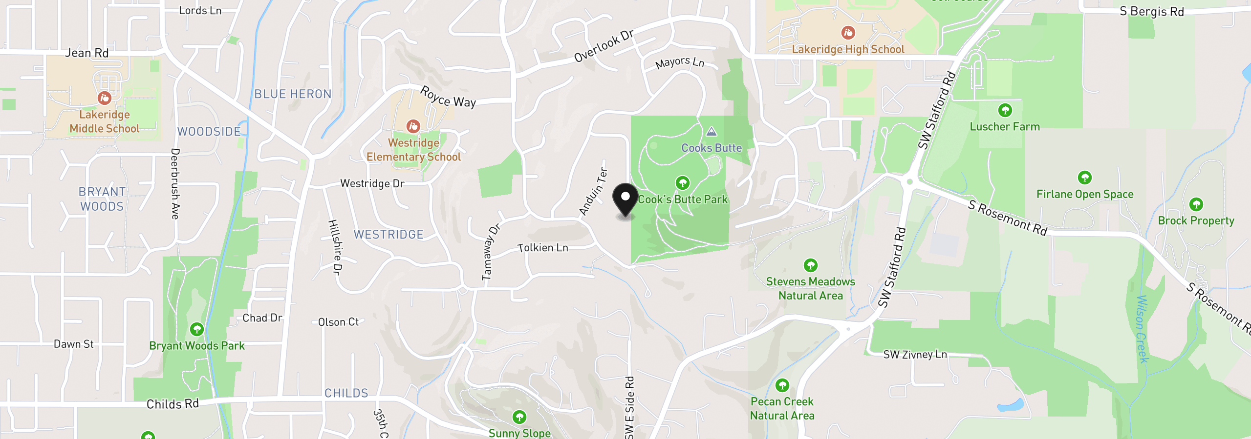 Map showing the location of 18520 Delenka Ln, Lake Oswego, OR 97034