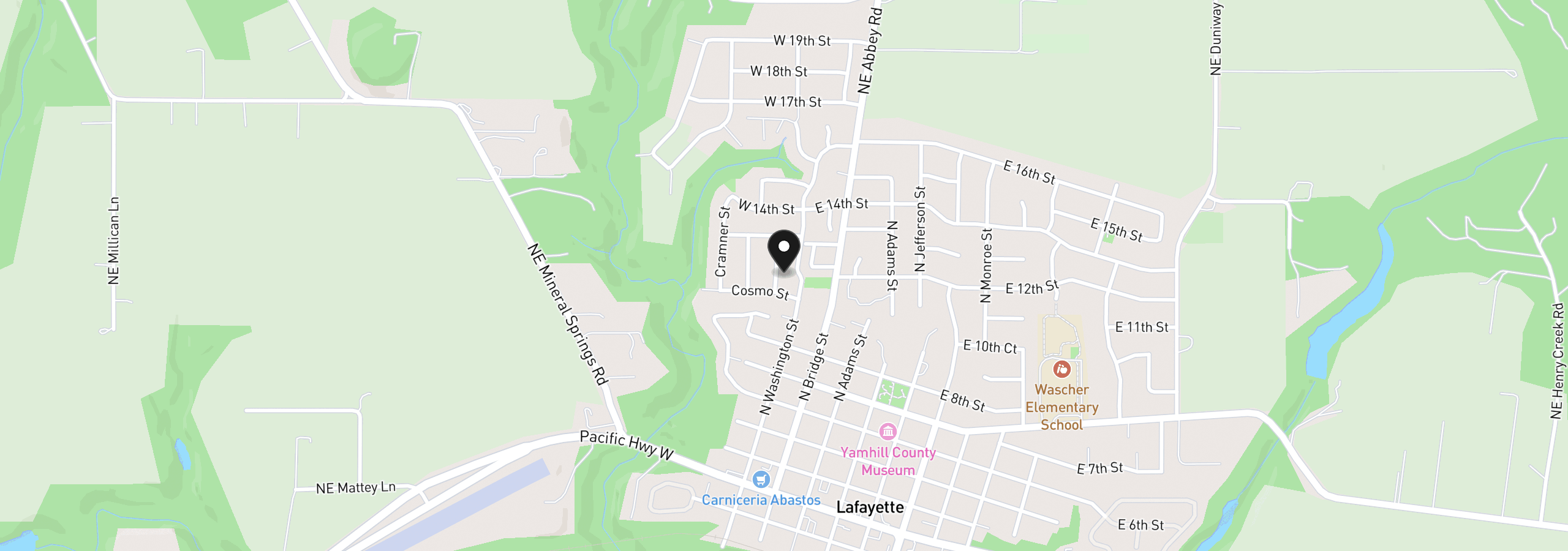 Map showing the location of 1172 Joels Pl, Lafayette, OR 97127