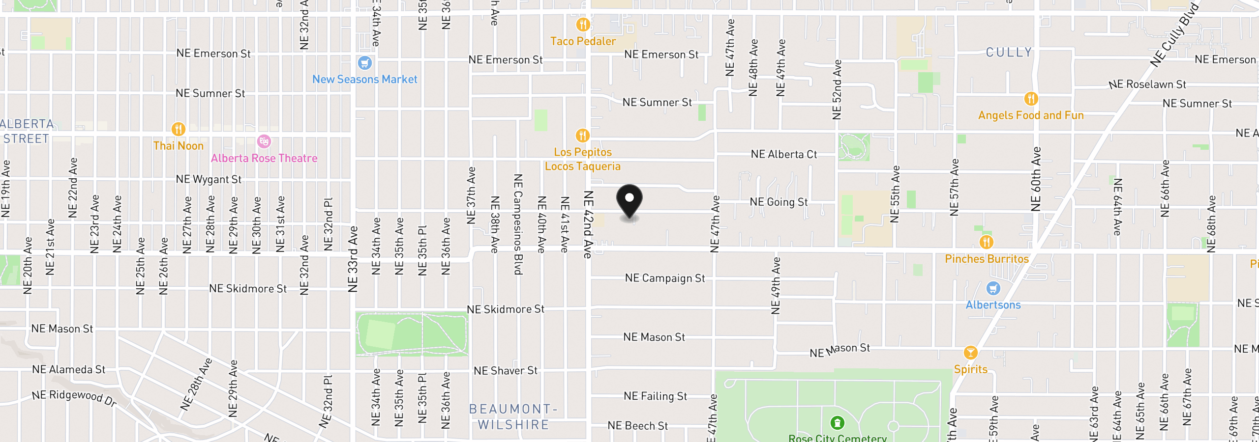 Map showing the location of 4366 NE Going St, Portland, OR 97218