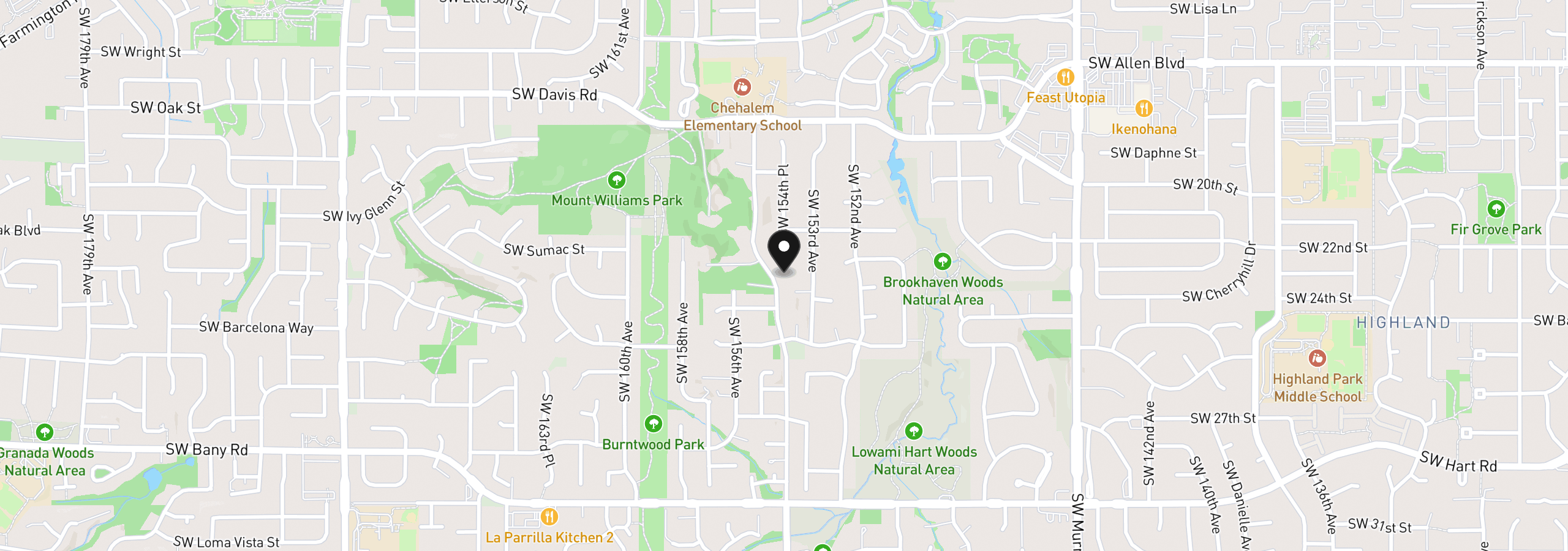 Map showing the location of 6694 SW 154th Pl, Beaverton, OR 97007