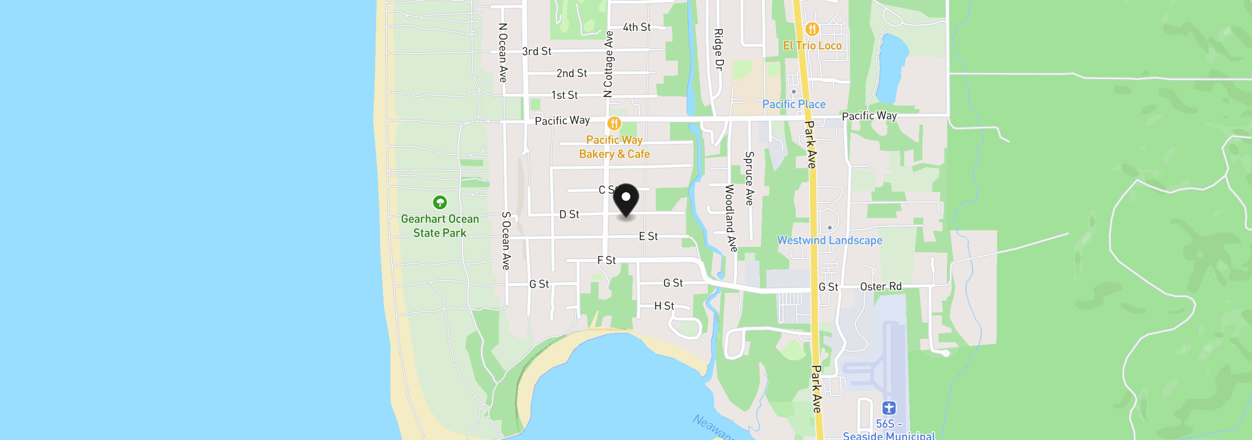 Map showing the location of 641 D St, Gearhart, OR 97138