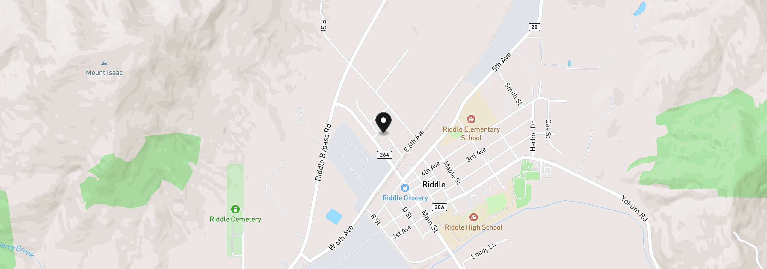 Map showing the location of 121 Copper Way, Riddle, OR 97469