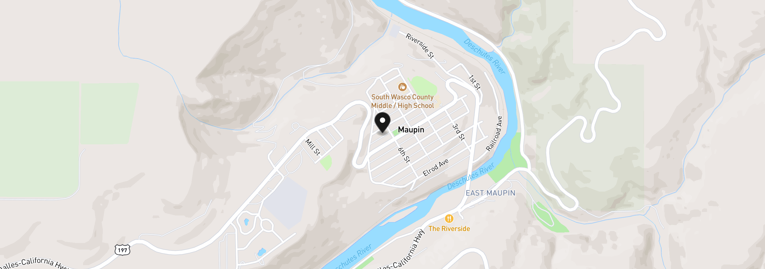 Map showing the location of 605 Grant Ave, Maupin, OR 97037