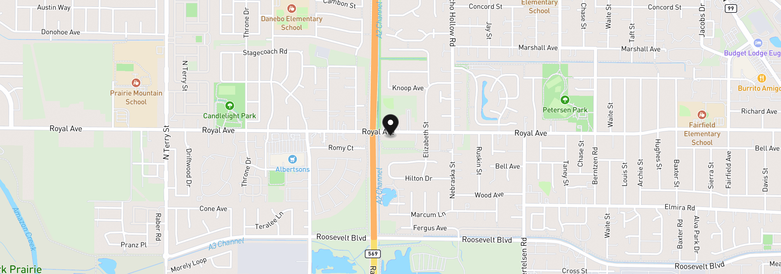Map showing the location of 4470 Royal Ave, Eugene, OR 97402