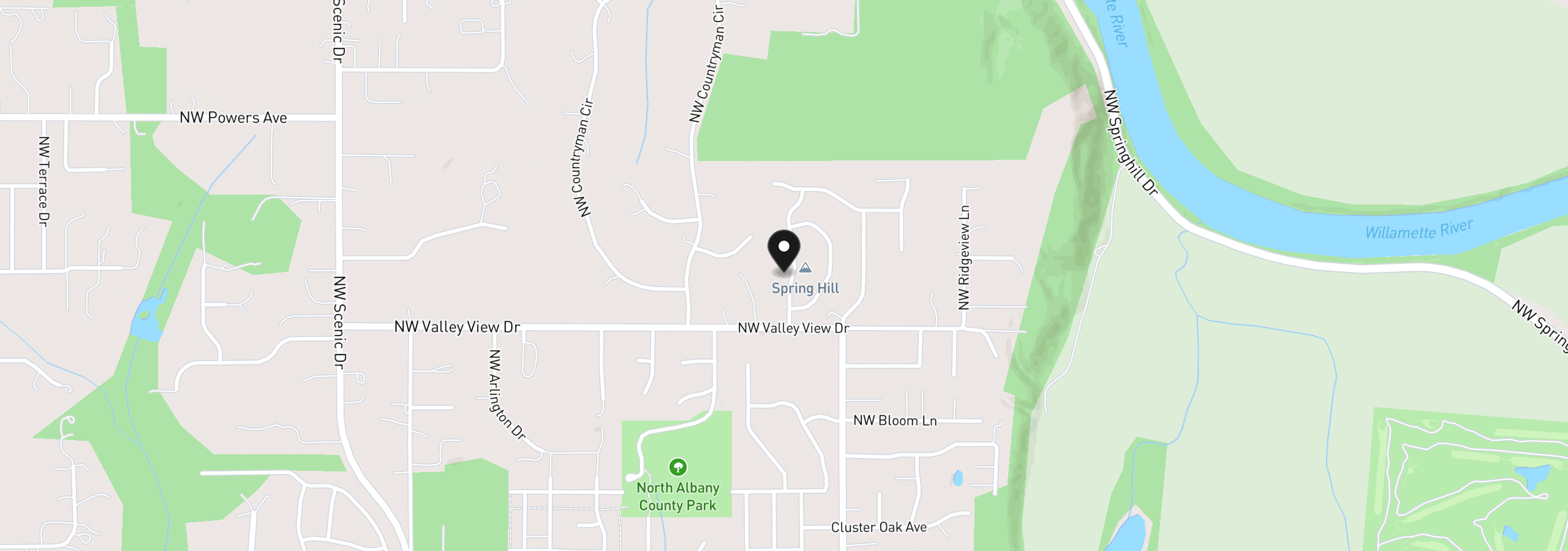 Map showing the location of 3170 NW Kingston Way, Albany, OR 97321