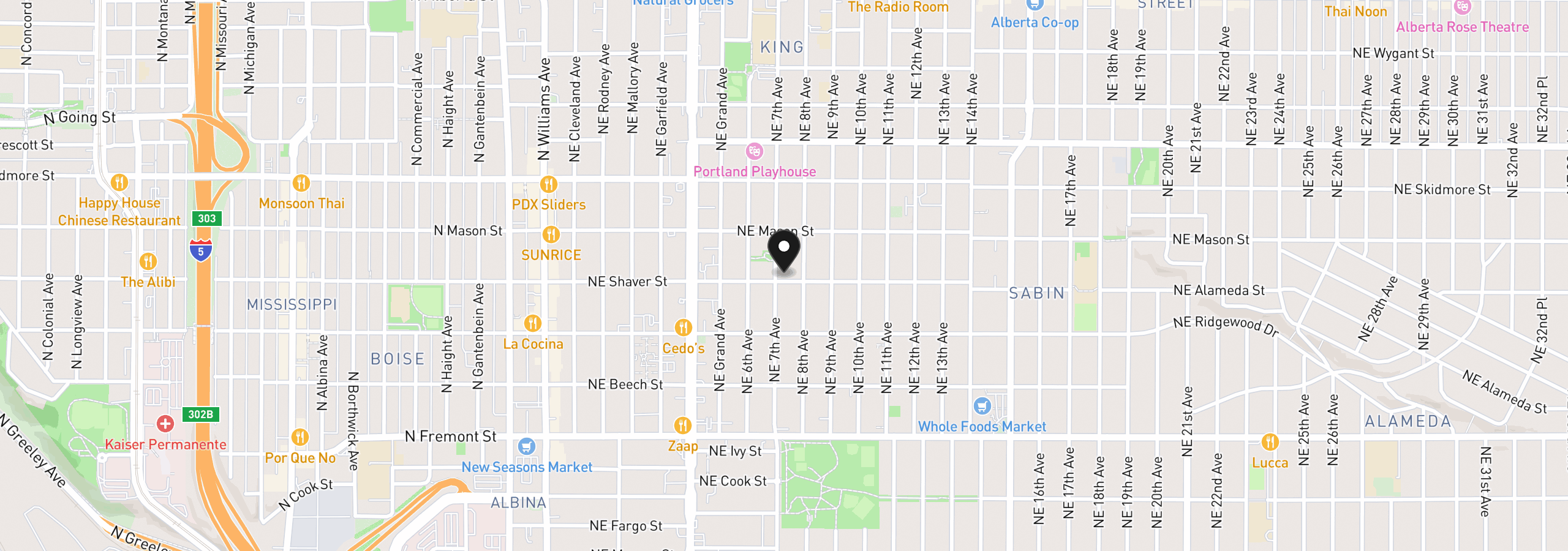 Map showing the location of 4006 NE 7th Ave, Portland, OR 97212