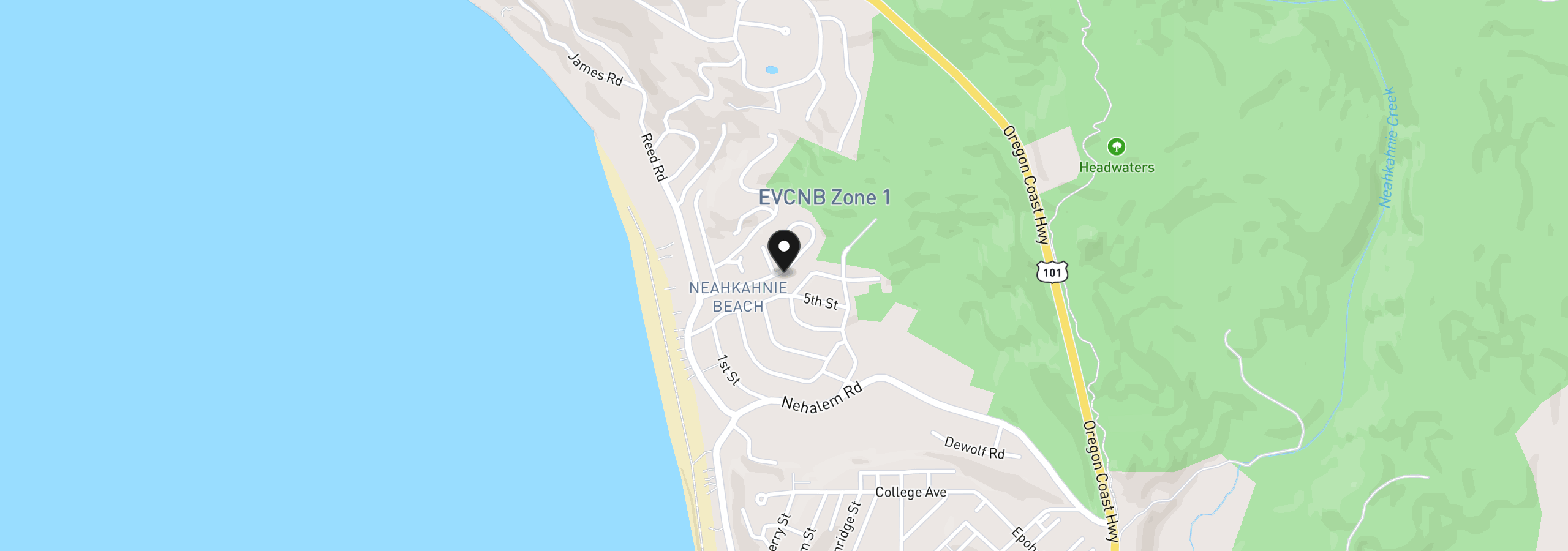 Map showing the location of 8355 Treasure Rocks Rd, Manzanita, OR 97130