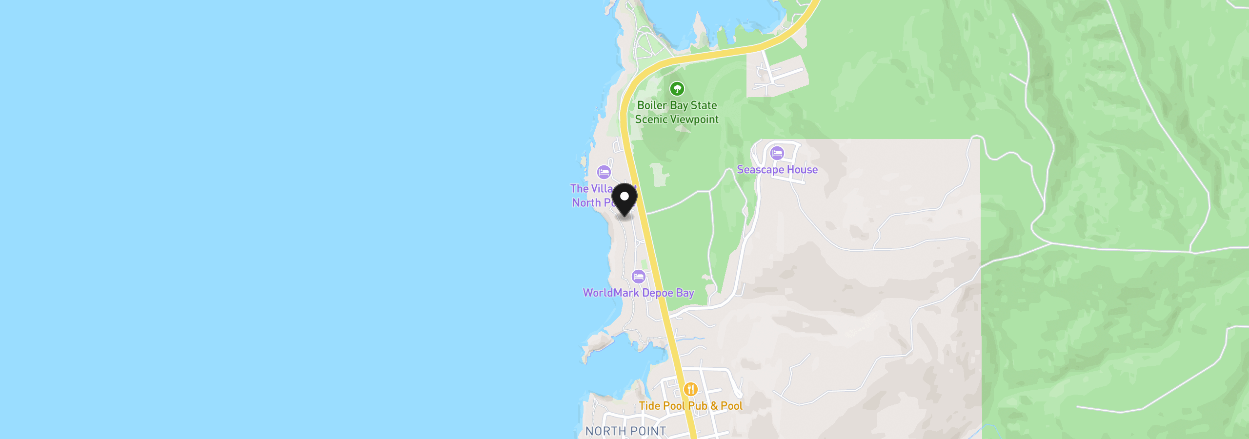 Map showing the location of 939 NW Highway 101 320, Depoe Bay, OR 97341