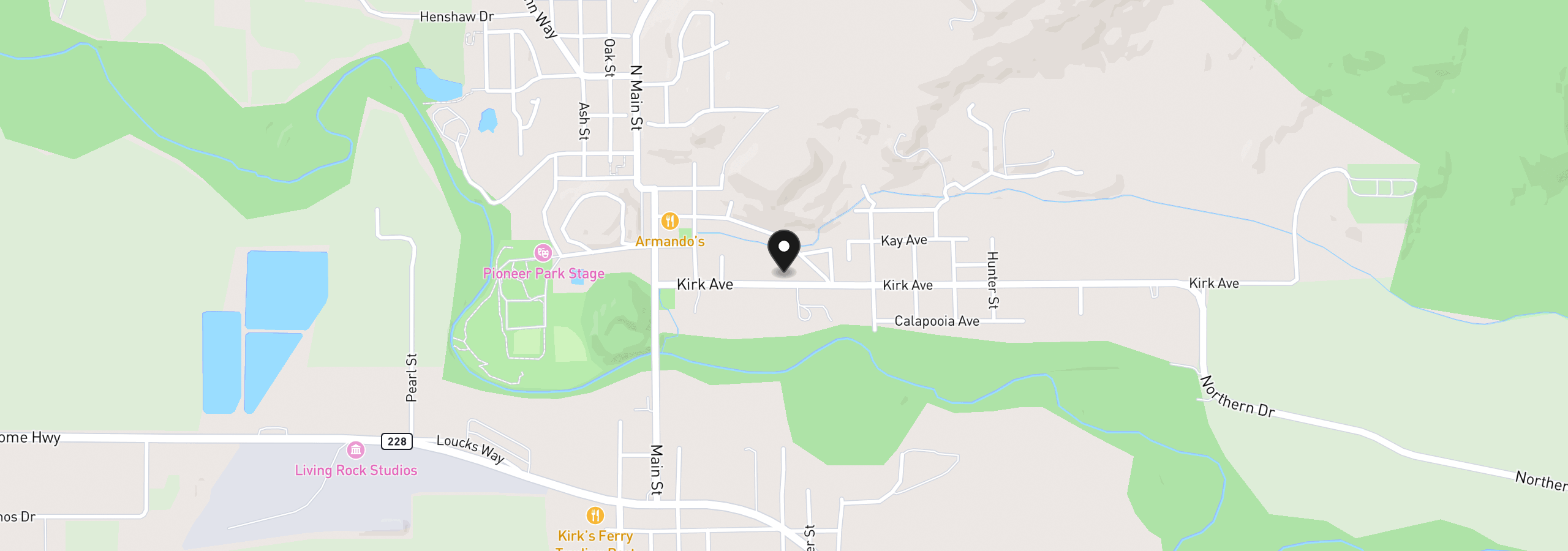 Map showing the location of 359 Kirk Ave, Brownsville, OR 97327