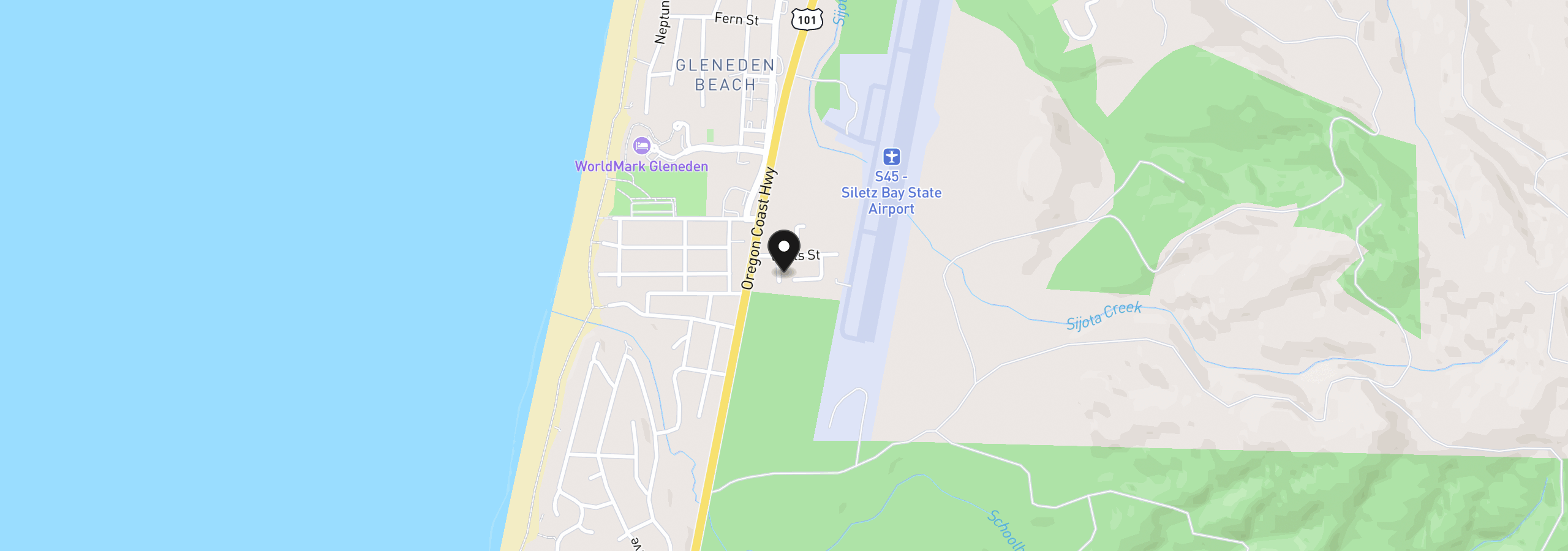 Map showing the location of 30 Jerome Ct, Gleneden Beach, OR 97388