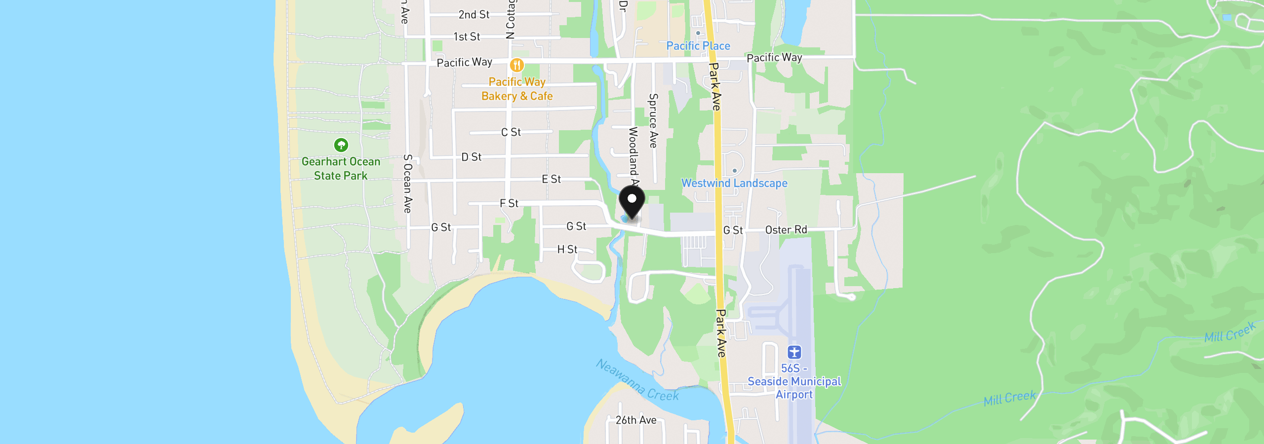 Map showing the location of 810 G St, Gearhart, OR 97138