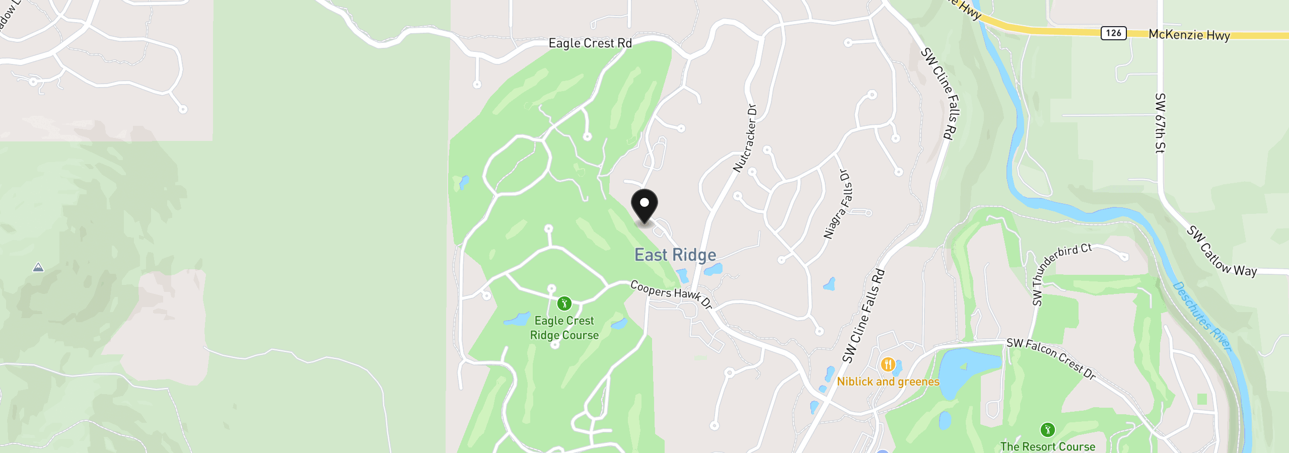 Map showing the location of 993 Golden Pheasant Dr, Redmond, OR 97756