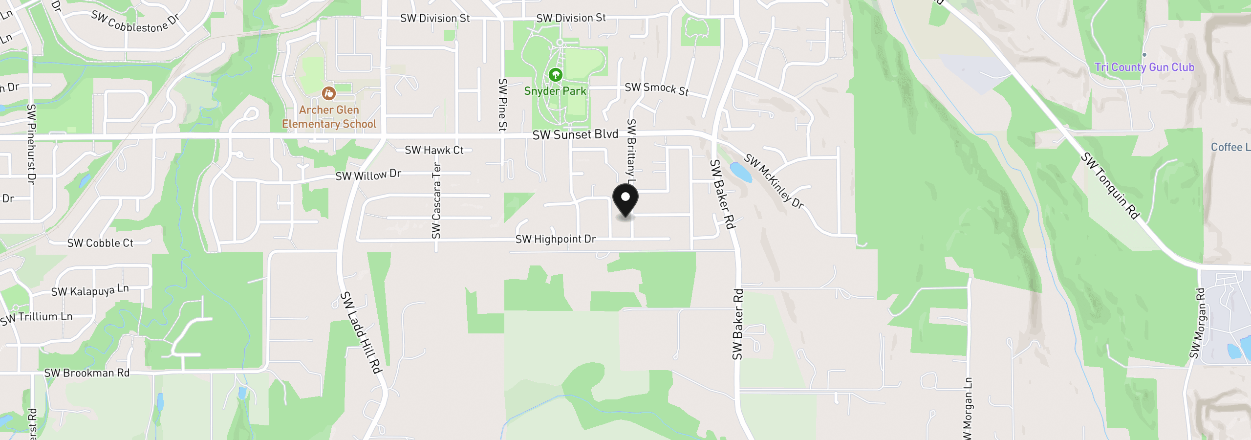 Map showing the location of 23875 SW Brittany Ln, Sherwood, OR 97140