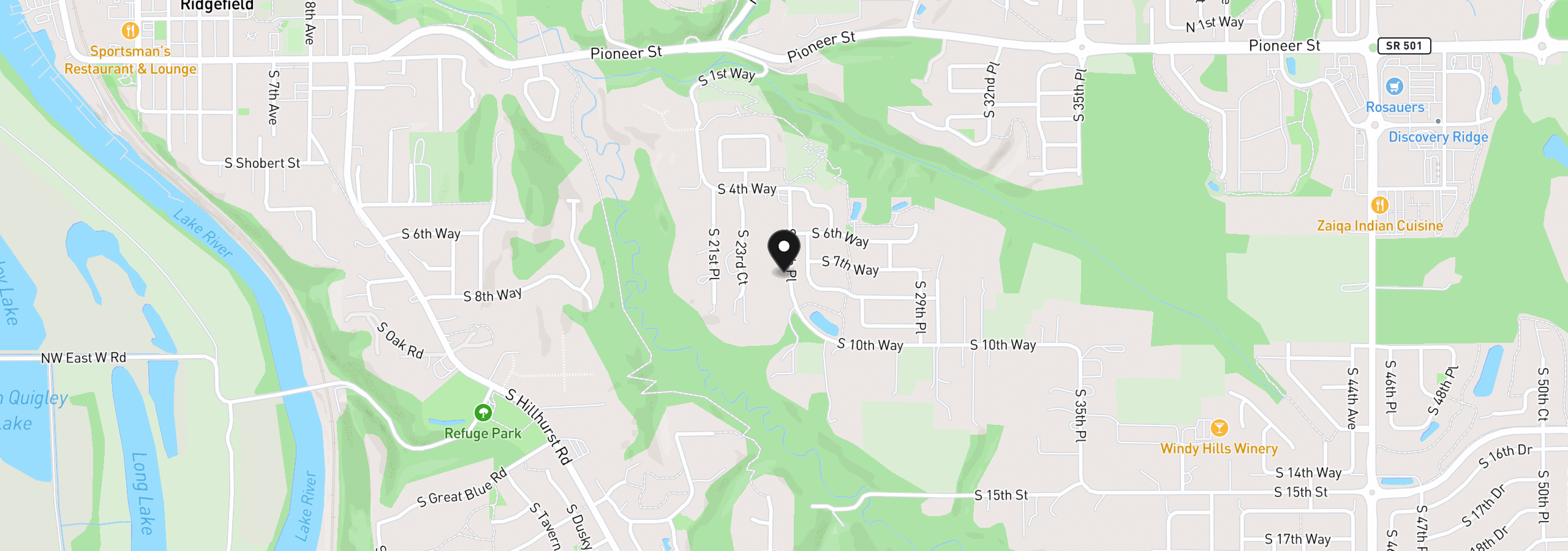 Map showing the location of 761 S 25th Pl, Ridgefield, Wa 98642