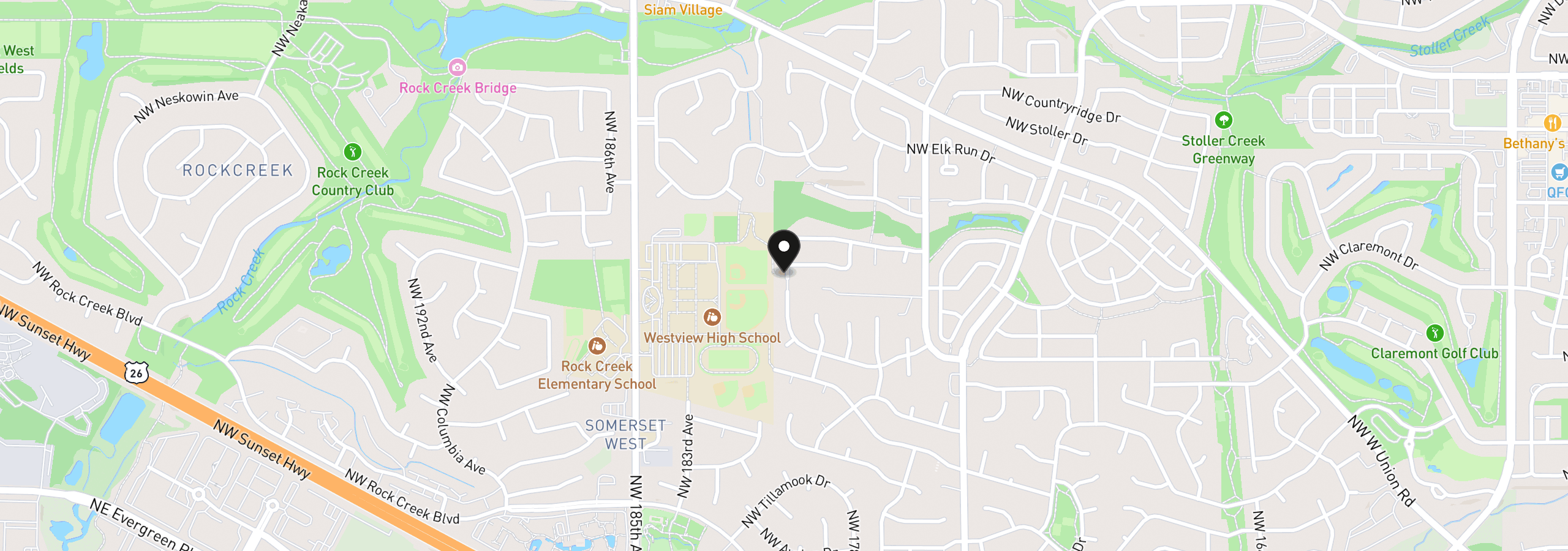 Map showing the location of 18100 NW Anastasia Dr, Portland, OR 97229