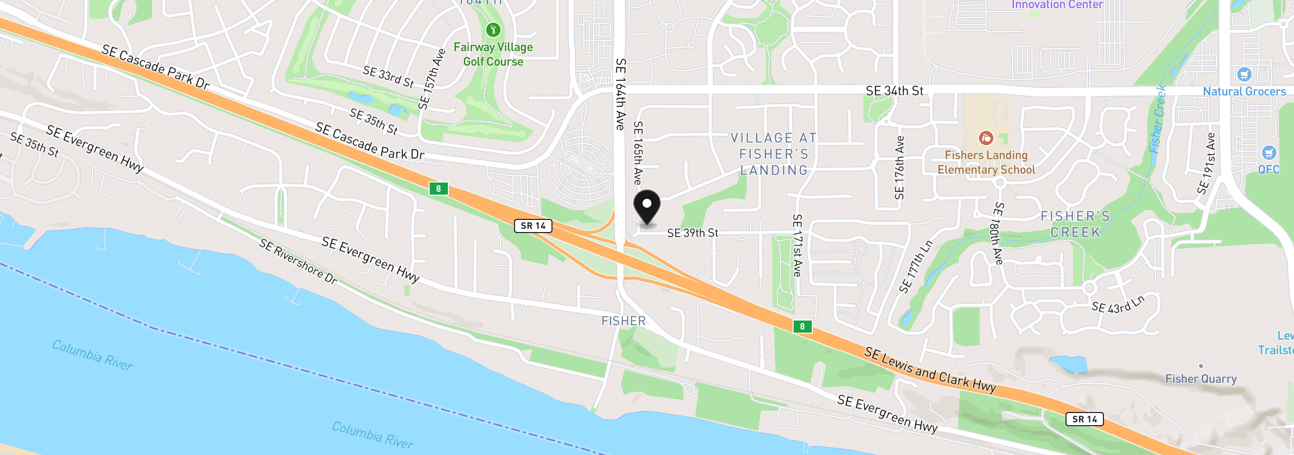 Map showing the location of 16508 SE 39th St, Vancouver, Wa 98683