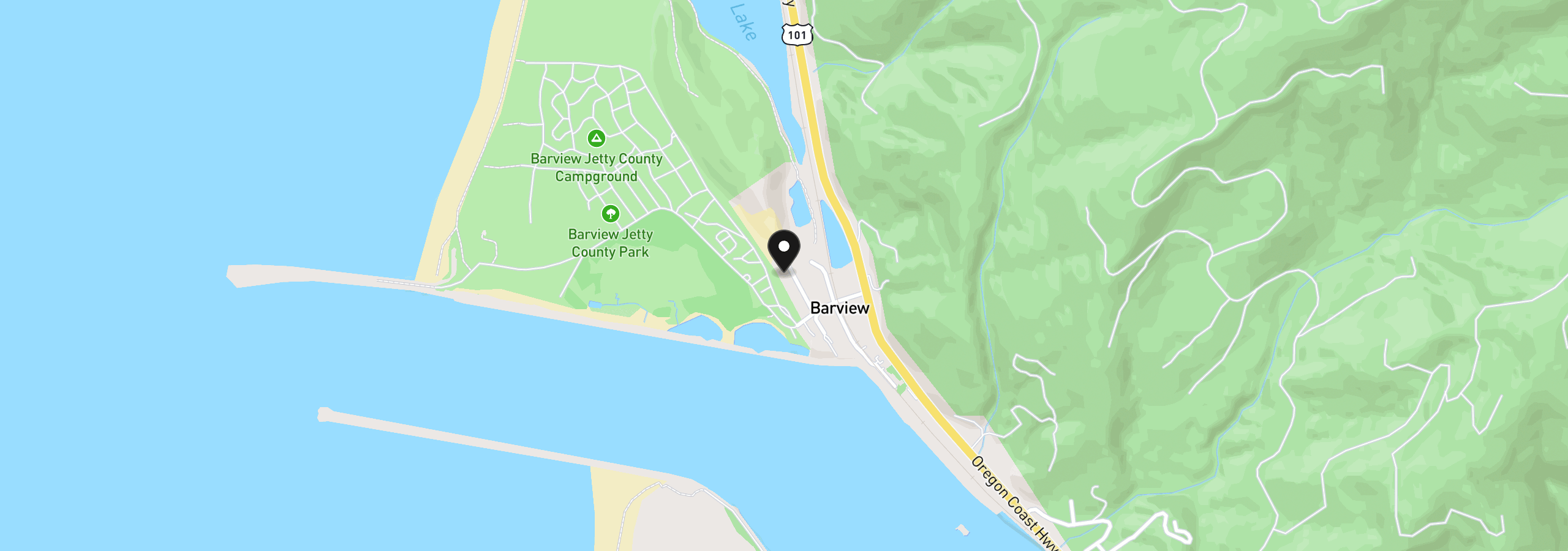 Map showing the location of 15710 Oceanview Ave, Rockaway Beach, OR 97136