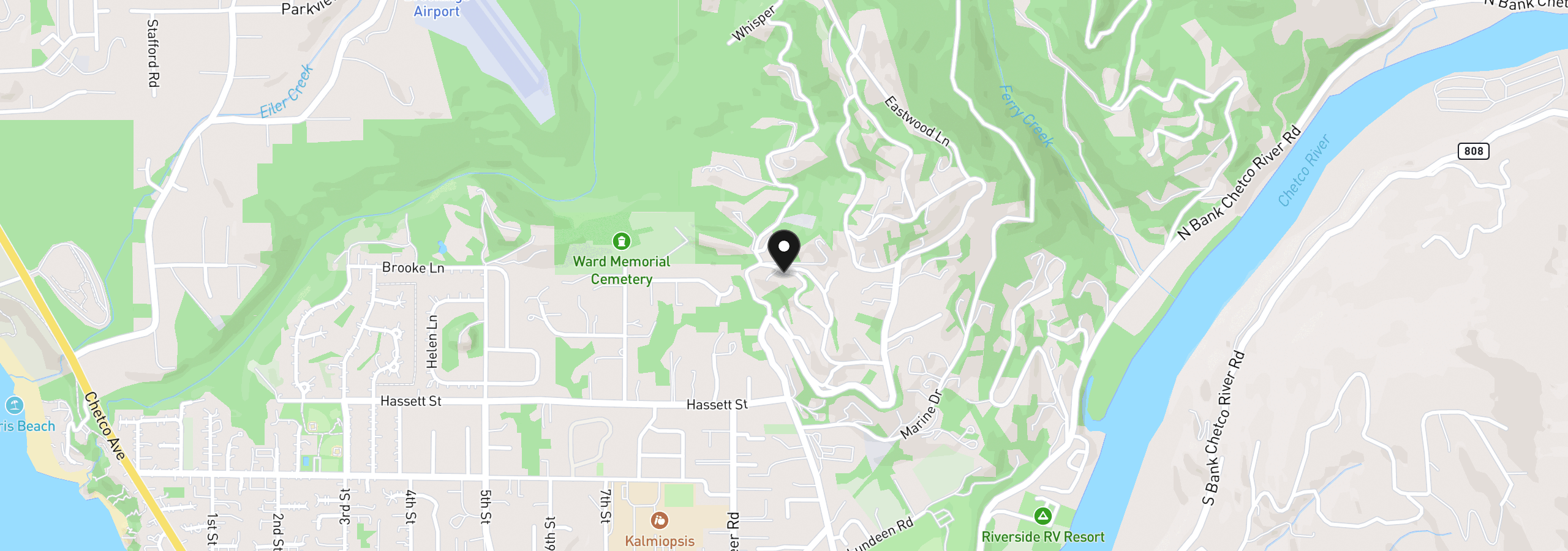 Map showing the location of 7771 Zoe Dr, Brookings, OR 97415