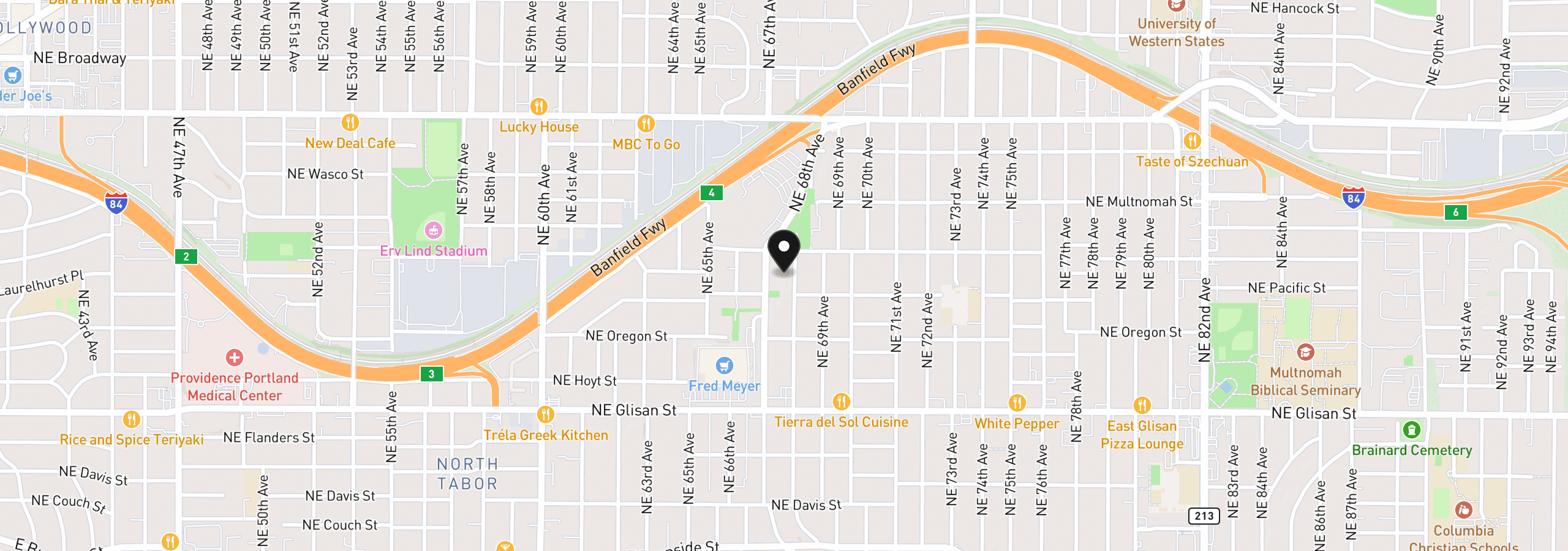 Map showing the location of 925 NE 68th Ave, Portland, OR 97213