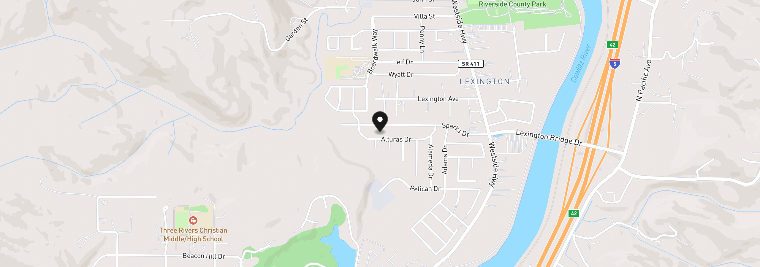 Map showing the location of 158 Alturas Dr, Kelso, Wa 98626