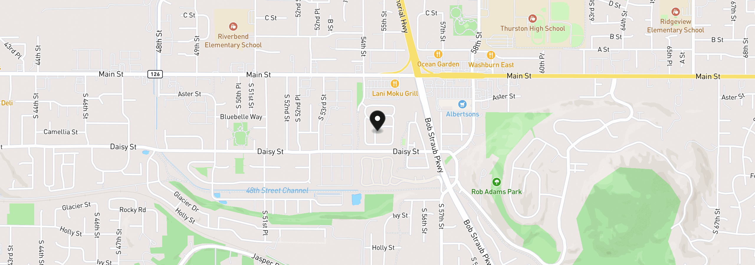 Map showing the location of 205 S 54th St 80, Springfield, OR 97478