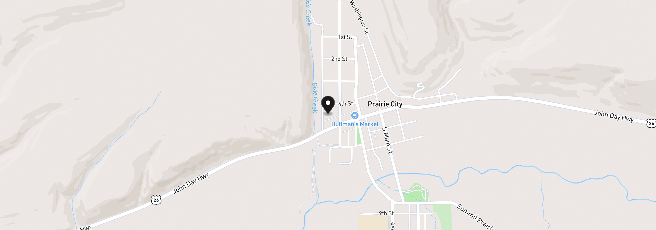 Map showing the location of 117 N Cozart St, Prairie City, OR 97869