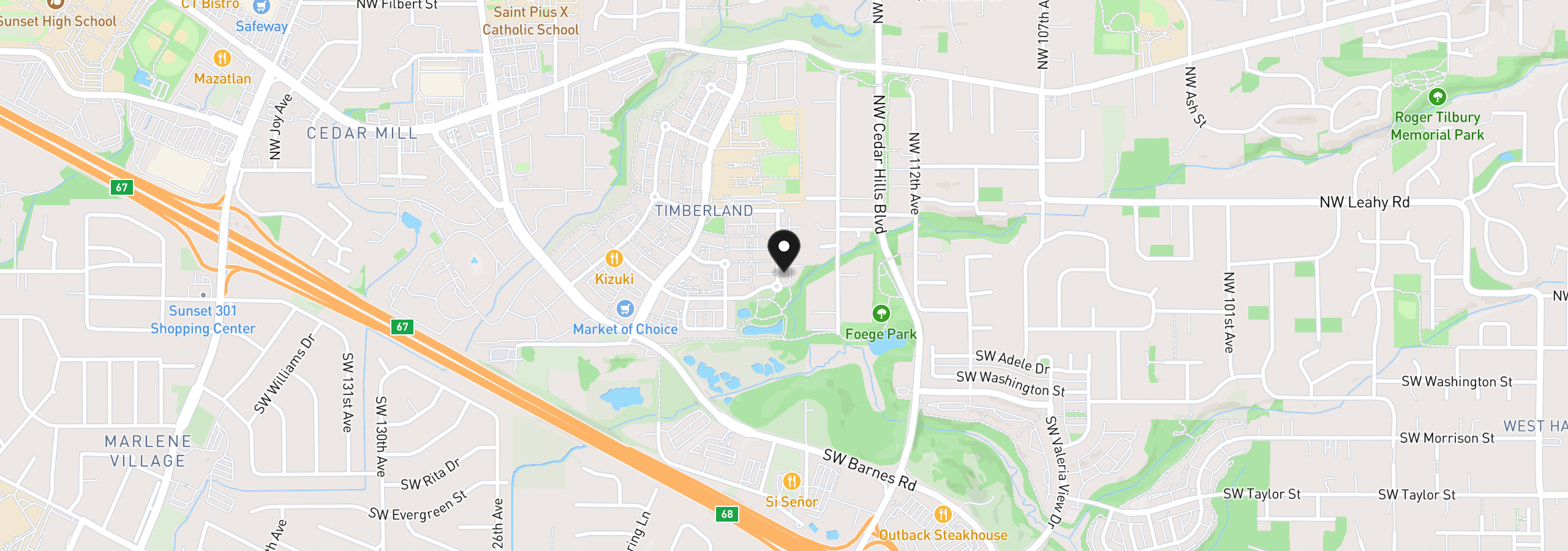 Map showing the location of 290 NW 116th Ave 106, Portland, OR 97229