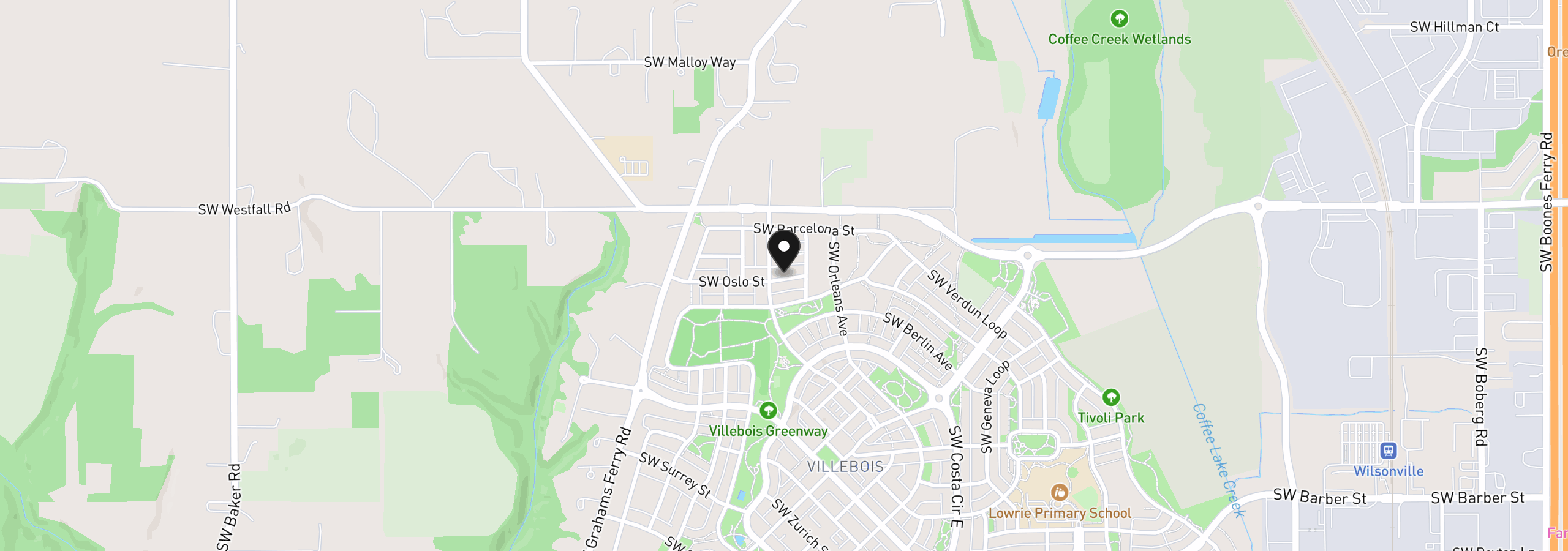 Map showing the location of 11753 SW Oslo St, Wilsonville, OR 97070