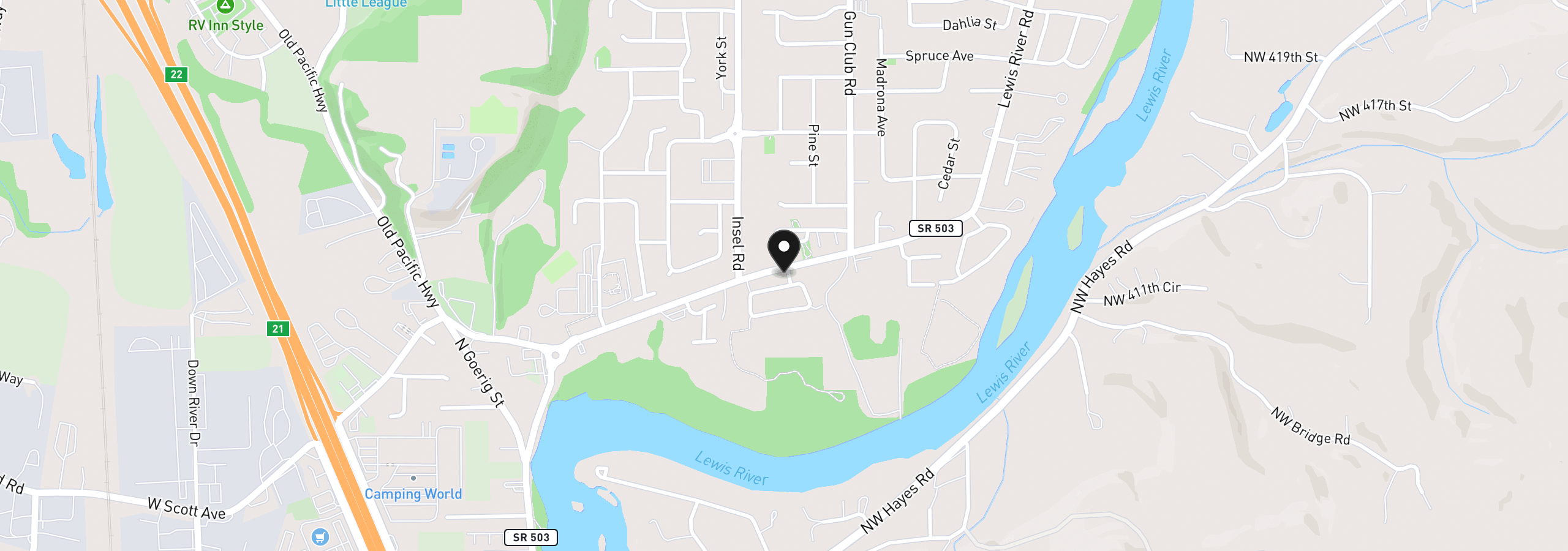 Map showing the location of 159 Coho Loop, Woodland, Wa 98674