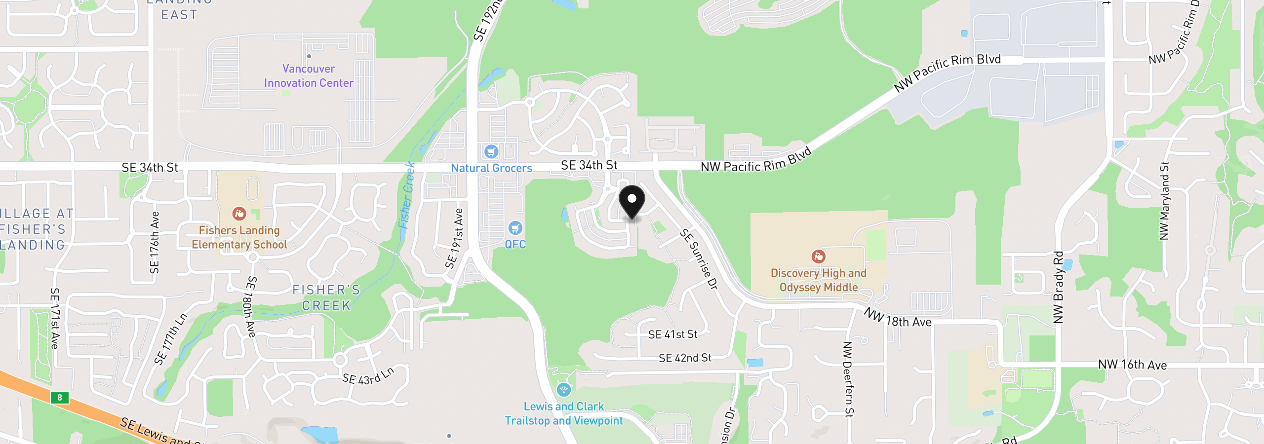 Map showing the location of 3603 SE 198th Ave, Camas, Wa 98607