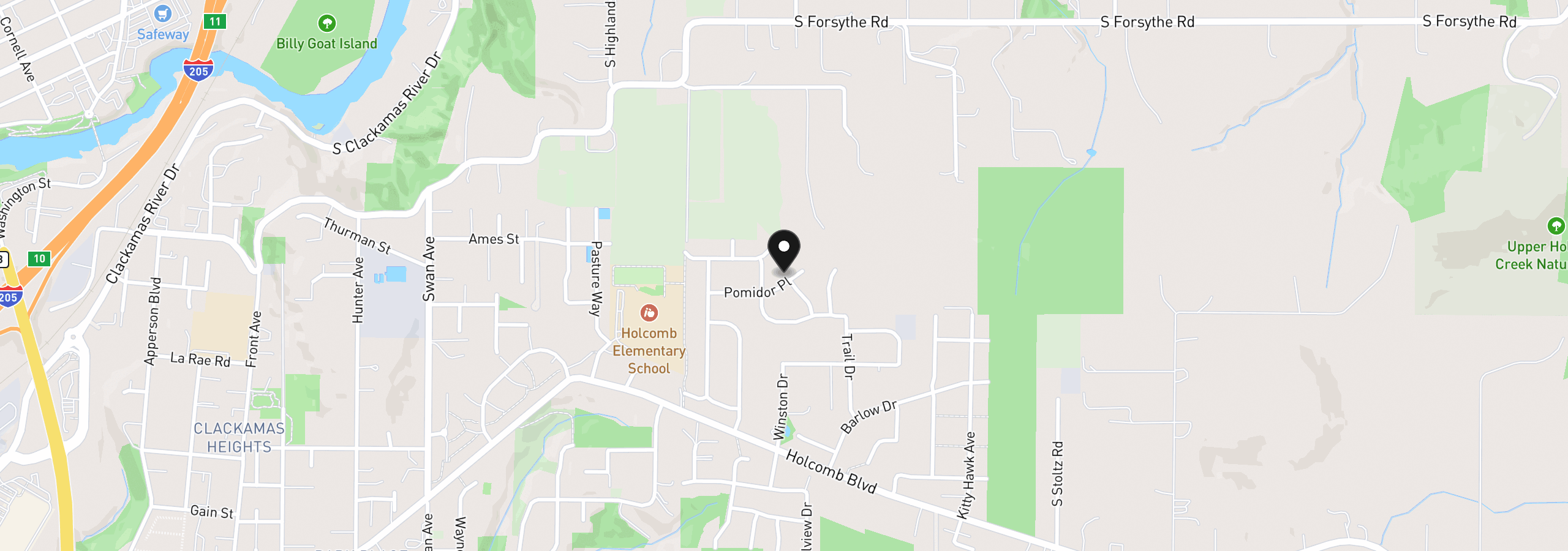 Map showing the location of 15025 Pomidor Pl, Oregon City, OR 97045