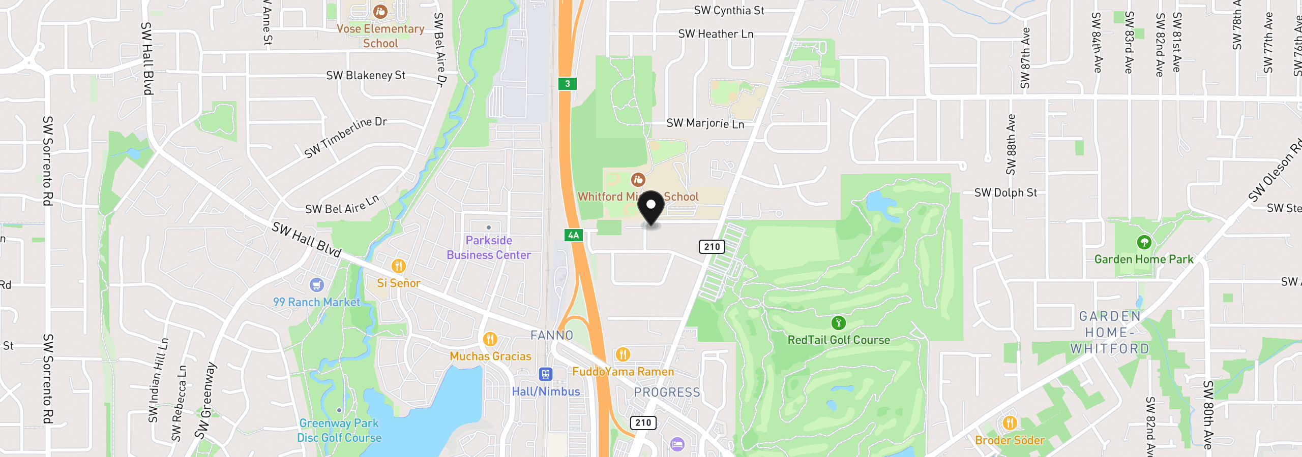 Map showing the location of 8050 SW 103rd Ave, Beaverton, OR 97008