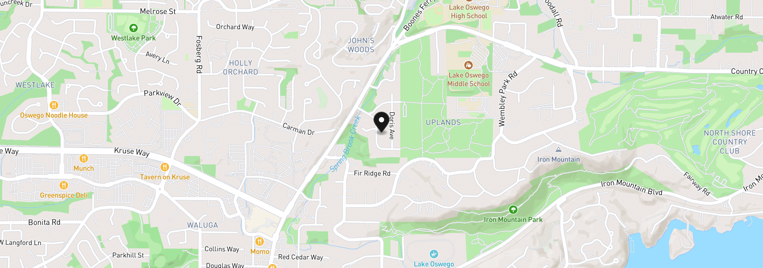 Map showing the location of 14584 Rainbow Dr, Lake Oswego, OR 97035